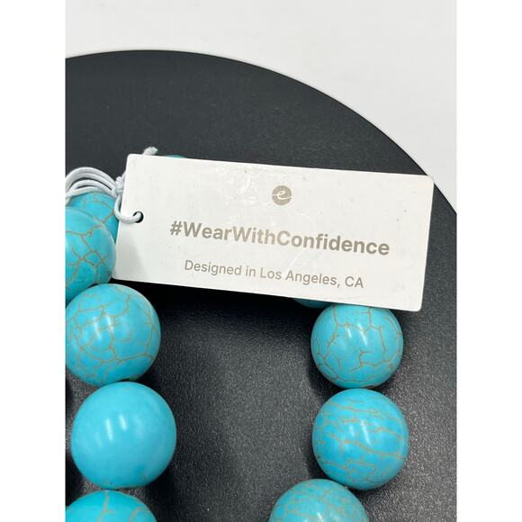 Ettika Luck & Love Turquoise Elastic Stretch Beaded Bracelet Two Set New - Picture 6 of 11
